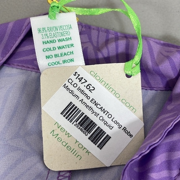 Clo Intimo Robe Women's M Medium Purple Amethyst Orquid Entanto Long Robe NWT - Picture 13 of 15